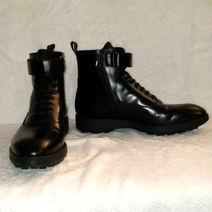 Prada Motorcycle Style Lace Up Boots